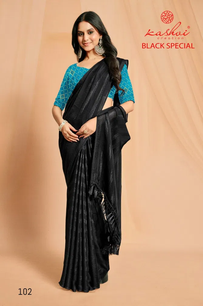 Black Special By Kashvi Rimzim Party Wear Sarees Wholesale In India